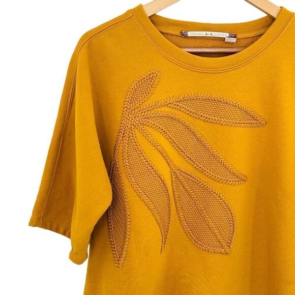Chelsea and Violet mustard Yellow embroidered sweatshirt tunic top size small - Picture 2 of 6